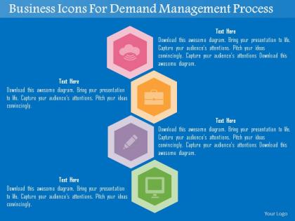 Business icons for demand management process flat powerpoint design