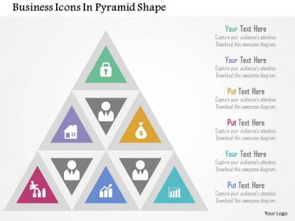 Business icons in pyramid shape flat powerpoint design