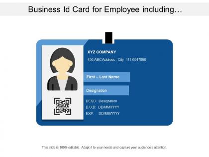 Business id card for employee including designation and other require details