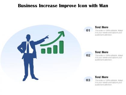 Business increase improve icon with man