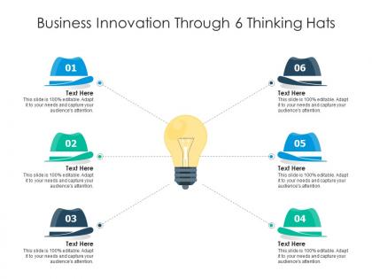 Business innovation through 6 thinking hats infographic template