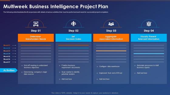 Business Intelligence Transformation Toolkit Multiweek Business Intelligence Project Plan