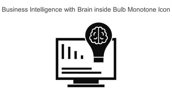 Business Intelligence With Brain Inside Bulb Monotone Icon In Powerpoint Pptx Png And Editable Eps Format