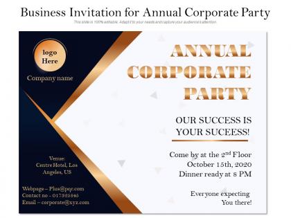 Business invitation for annual corporate party
