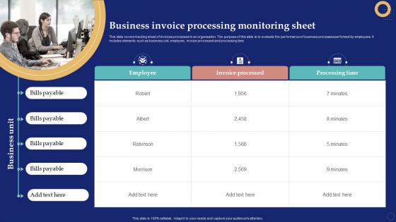 Business Invoice Processing Monitoring Sheet Business Process Management System