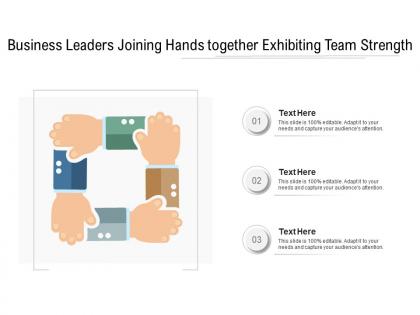 Business leaders joining hands together exhibiting team strength