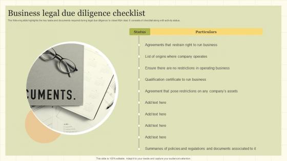 Business Legal Due Diligence Checklist