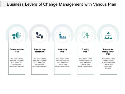 Business levers of change management with various plan