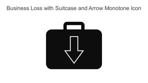 Business Loss With Suitcase And Arrow Monotone Icon In Powerpoint Pptx Png And Editable Eps Format