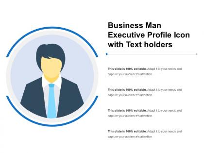 Business man executive profile icon with text holders