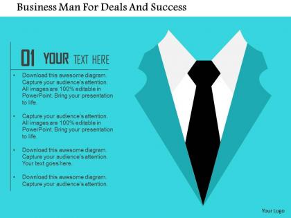 Business man for deals and success flat powerpoint design