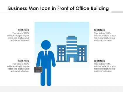 Business man icon in front of office building