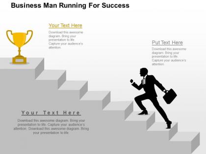 Business man running for success flat powerpoint design