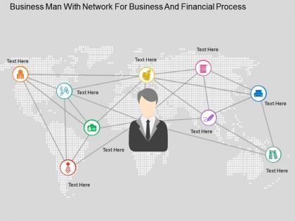 Business man with network for business and financial process flat powerpoint design