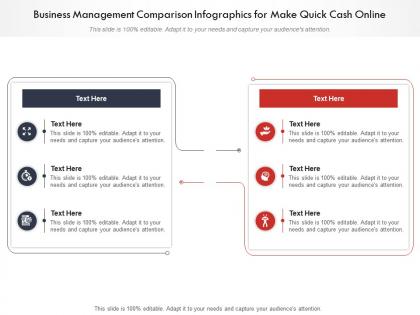 Business management comparison infographics for make quick cash online infographic template