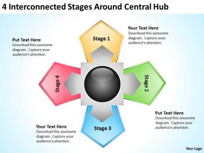 Business management consulting around central hub powerpoint templates ppt backgrounds for slides 0523