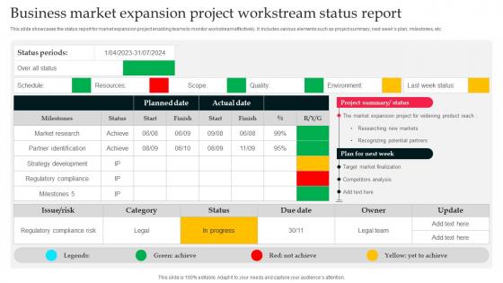 Business Market Expansion Project Workstream Status Report