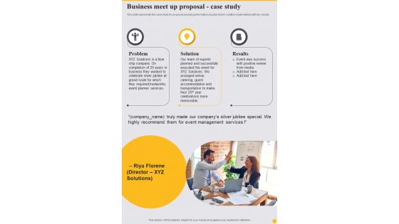 Business Meet Up Proposal Case Study One Pager Sample Example Document
