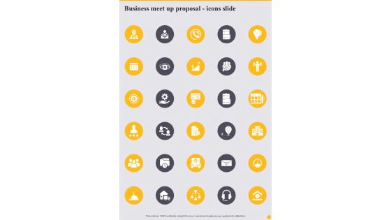 Business Meet Up Proposal Icons Slide One Pager Sample Example Document