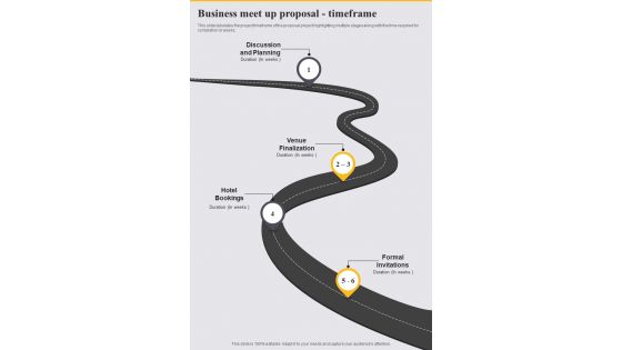 Business Meet Up Proposal Timeframe One Pager Sample Example Document
