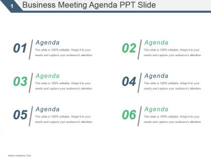 Business meeting agenda ppt slide