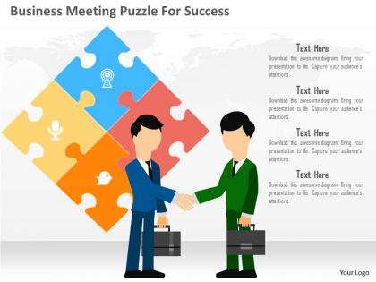 Business meeting puzzle for success flat powerpoint design