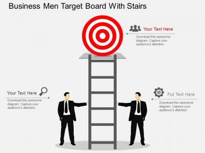 Business men target board with stairs flat powerpoint desgin