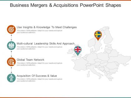Business mergers and acquisitions powerpoint shapes