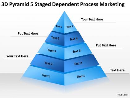 Business model diagram 3d pyramid 5 staged dependent process marketing powerpoint templates 0522