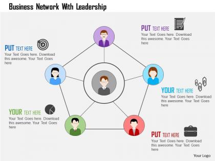 Business network with leadership flat powerpoint design