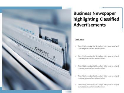 Business newspaper highlighting classified advertisements