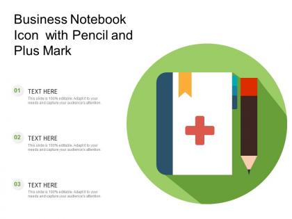 Business notebook icon with pencil and plus mark