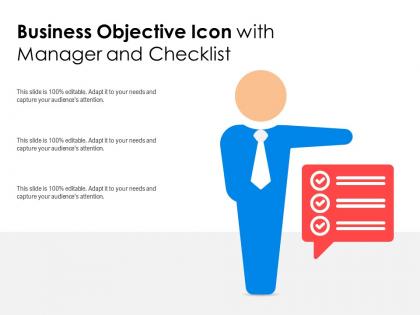 Business objective icon with manager and checklist