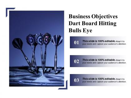 Business objectives dart board hitting bulls eye