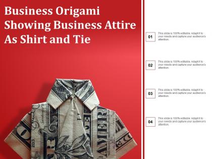 Business origami showing business attire as shirt and tie