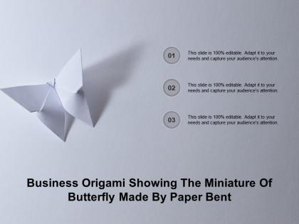 Business origami showing the miniature of butterfly made by paper bent