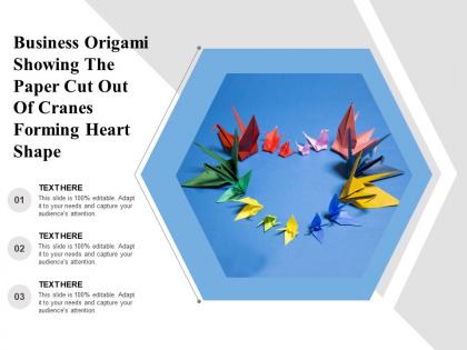 Business origami showing the paper cut out of cranes forming heart shape