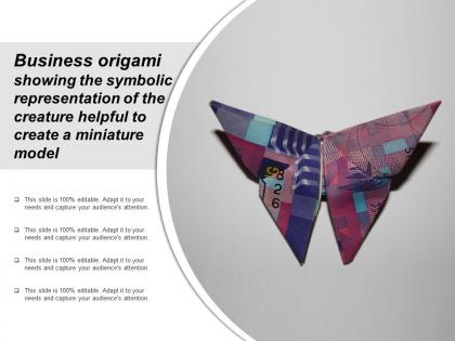 Business origami showing the symbolic representation of the creature helpful to create a miniature model