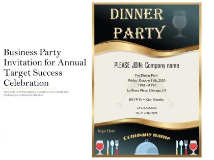 Business party invitation for annual target success celebration