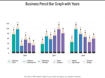 Business pencil bar graph with years