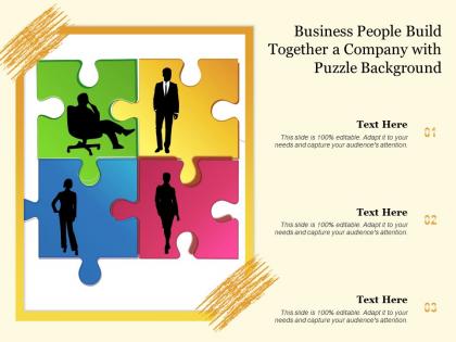 Business people build together a company with puzzle background
