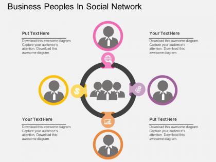 Business peoples in social network flat powerpoint design