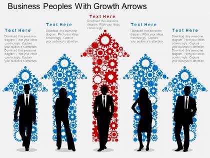 Business peoples with growth arrows flat powerpoint desgin