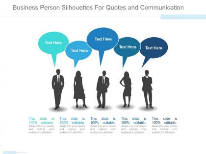 Business person silhouttes for quotes and communication ppt slide
