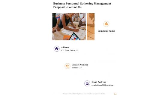 Business Personnel Gathering Management Proposal Contact Us One Pager Sample Example Document