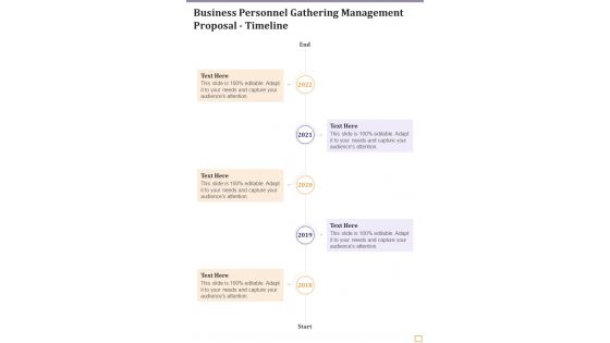 Business Personnel Gathering Management Proposal Timeline One Pager Sample Example Document