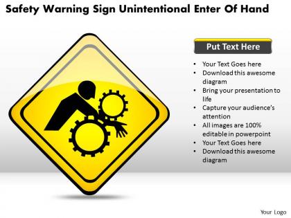 Business plan safety warning sign unintentional enter of hand powerpoint slides 0528