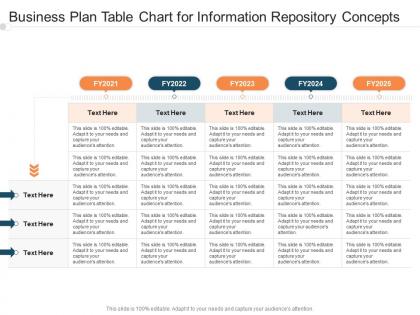 Business plan table chart for information repository concepts infographic template