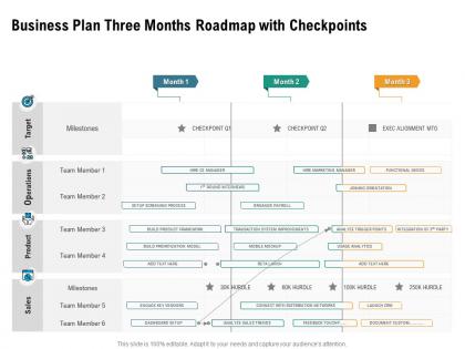 Business plan three months roadmap with checkpoints