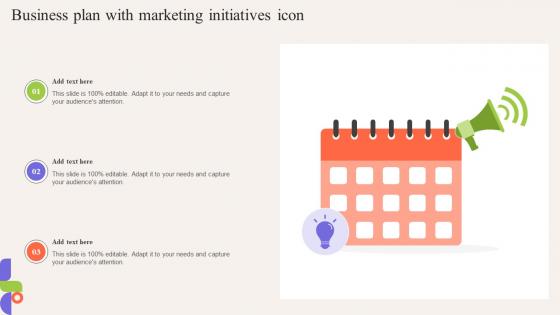 Business Plan With Marketing Initiatives Icon